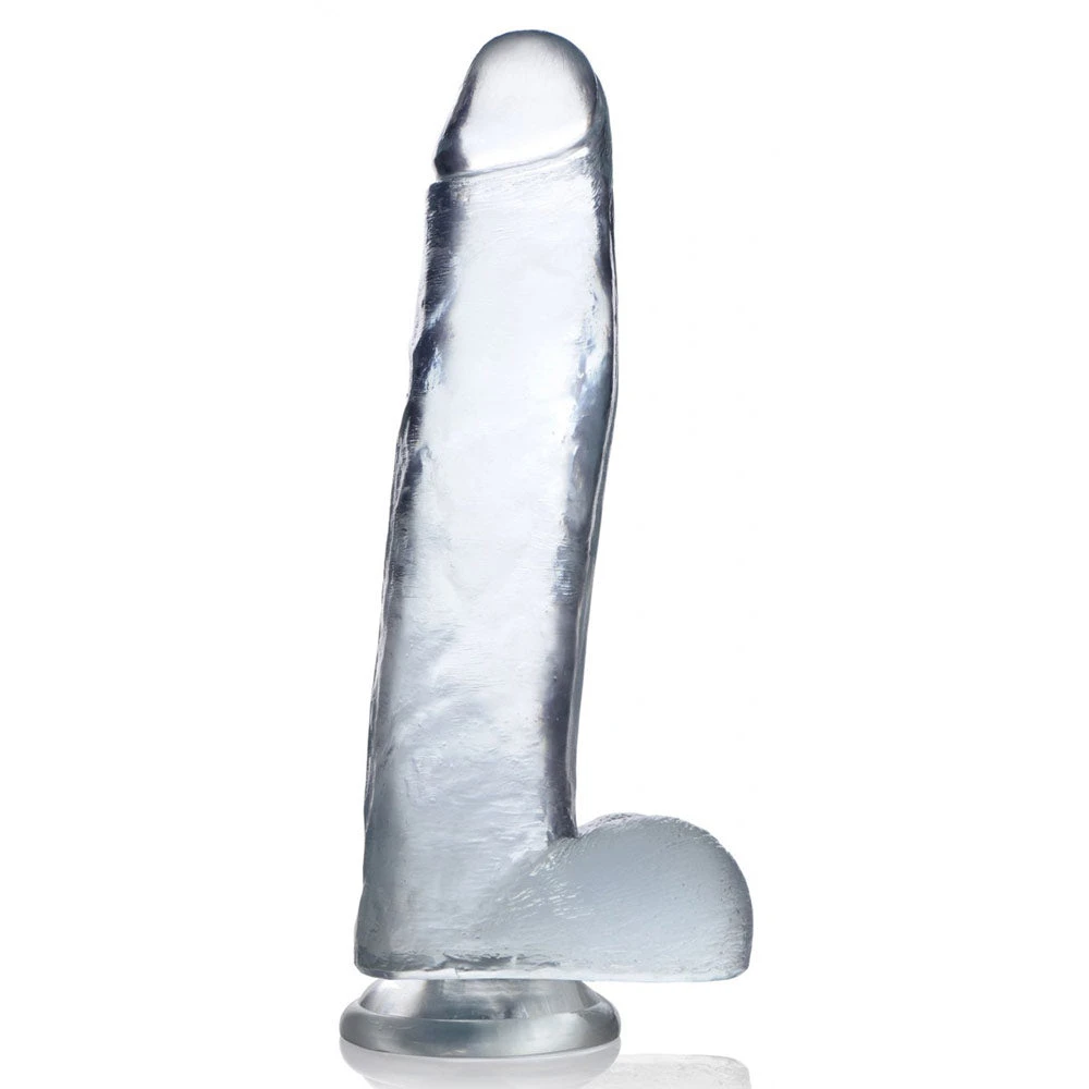Clear C-Thru Dildo With Balls 1 Clear C-Thru Dildo With Balls
