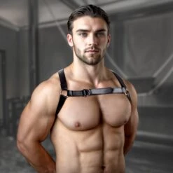 Frisky Easy Access Thigh And Wrist Cuffs With Bondage Chest Harness