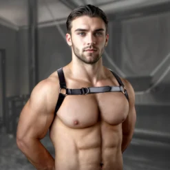 Frisky Easy Access Thigh And Wrist Cuffs With Bondage Chest Harness