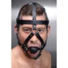 Master Series Leather Head Harness With Ball Gag