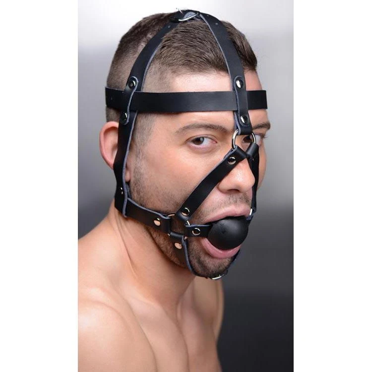 Master Series Leather Head Harness With Ball Gag 2 Master Series Leather Head Harness With Ball Gag - Image 2