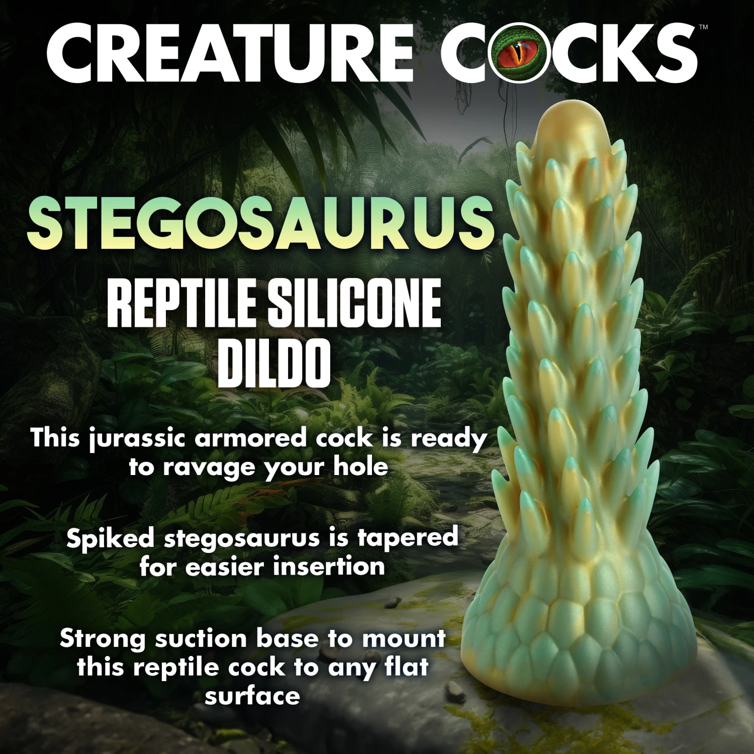 Stegosaurus Spiky Reptile Silicone Dildo 2 Stegosaurus Spiky Reptile Silicone Dildo - Image 2