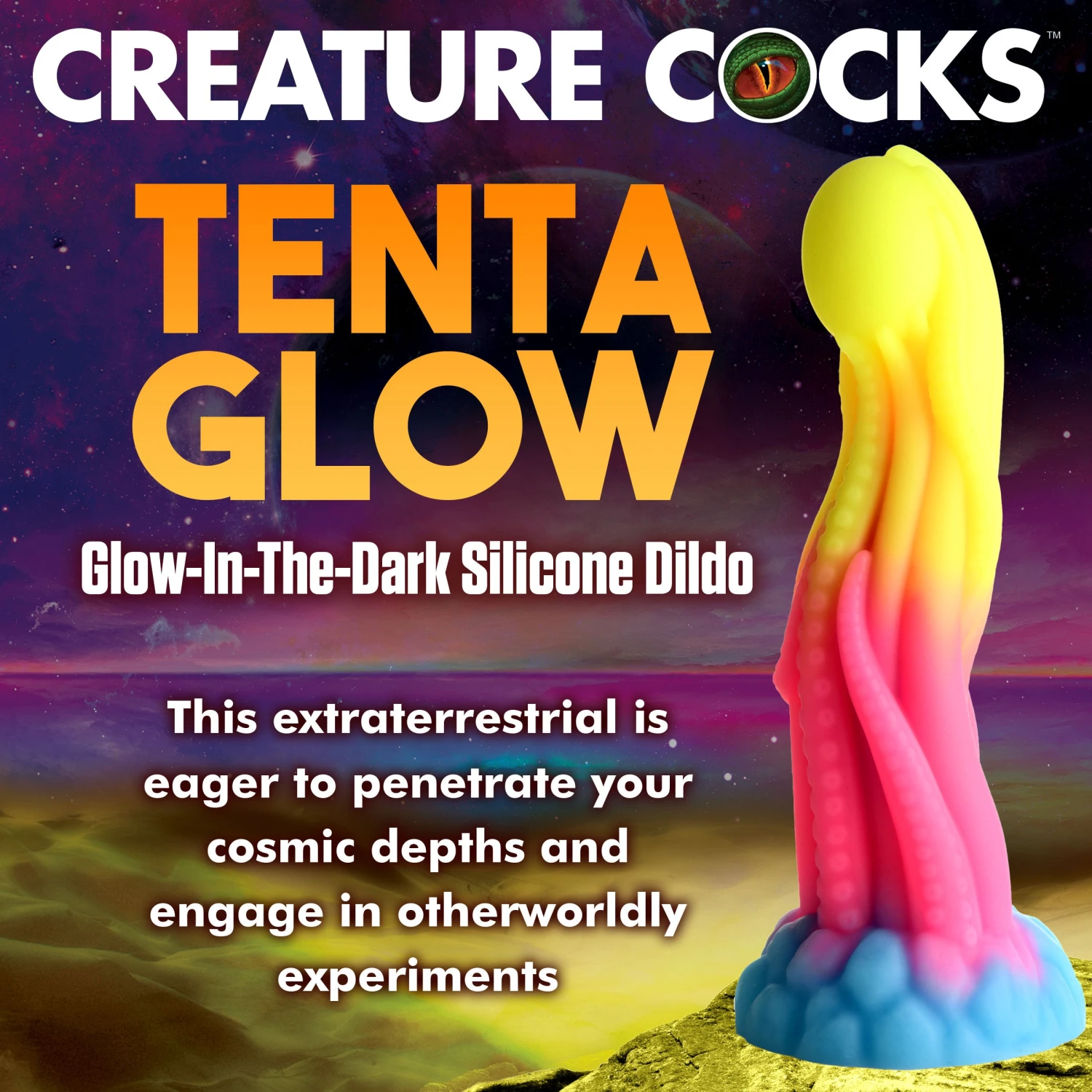 Tenta-Glow Glow-In-The-Dark Silicone Dildo 2 Tenta-Glow Glow-In-The-Dark Silicone Dildo - Image 2