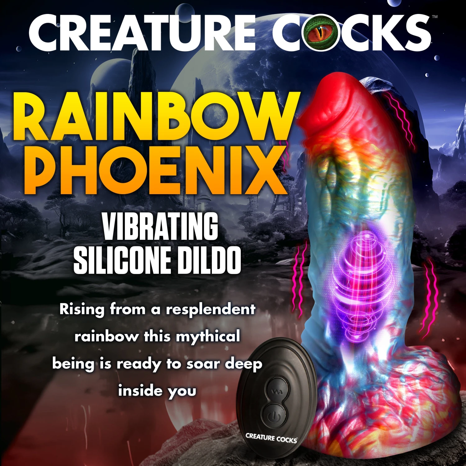 Rainbow Phoenix Vibrating Silicone Dildo With Remote 2 Rainbow Phoenix Vibrating Silicone Dildo With Remote - Image 2