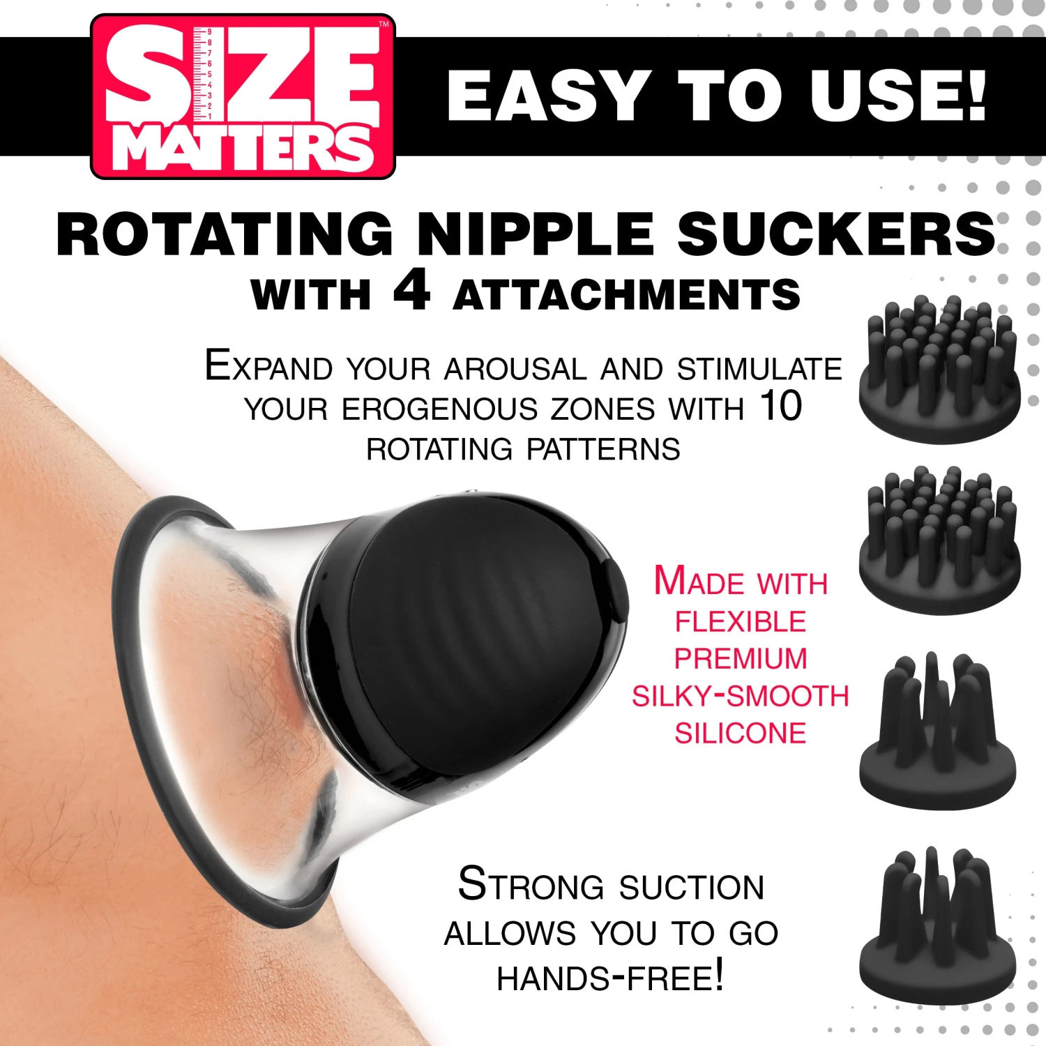 Size Matters 10X Rotating Nipple Suckers With 4 Attachments 2 Size Matters 10X Rotating Nipple Suckers With 4 Attachments - Image 2