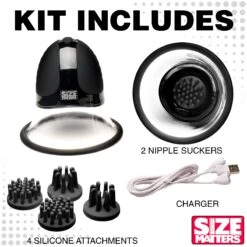 Size Matters 10X Rotating Nipple Suckers With 4 Attachments 15 Size Matters 10X Rotating Nipple Suckers With 4 Attachments -Boyz Shop AH390 07M