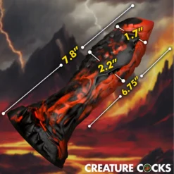 Inferno Cock Vibrating Silicone Dildo 10 Inferno Cock Vibrating Silicone Dildo -Boyz Shop AH570 measurements