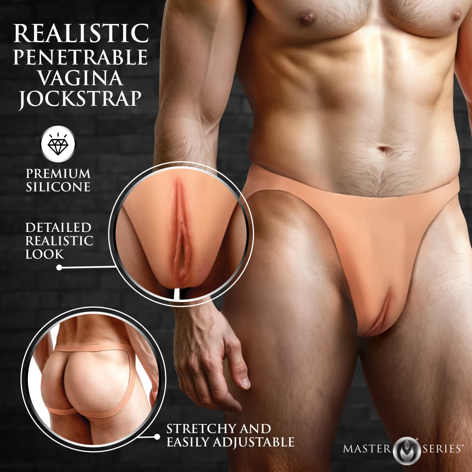 Master Series Pussy Strap Silicone Vagina Jockstrap 2 Master Series Pussy Strap Silicone Vagina Jockstrap - Image 2