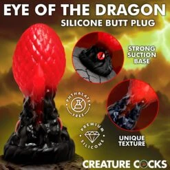 Eye Of The Dragon Silicone Butt Plug 8 Eye Of The Dragon Silicone Butt Plug -Boyz Shop AH673 RED 01