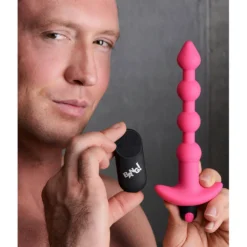 Remote Control Vibrating Silicone Anal Beads 14 Remote Control Vibrating Silicone Anal Beads -Boyz Shop BS AG614 Pink Male Model 001