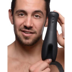 10X Vibrating Silicone Masturbator Stroker 12 10X Vibrating Silicone Masturbator Stroker -Boyz Shop BS AG741 Male Model 001