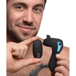 Power Taint 7X Silicone Cock And Ball Ring With Remote -Boyz Shop BS AG763 Male Model 001