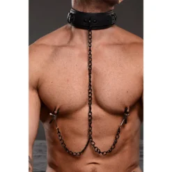 Master Series Collared Temptress Collar With Nipple Clamps 12 Master Series Collared Temptress Collar With Nipple Clamps -Boyz Shop BS AG936 Male Model 002