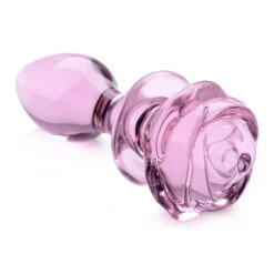 Pink Rose Glass Anal Plug 8 Pink Rose Glass Anal Plug -Boyz Shop BZ09