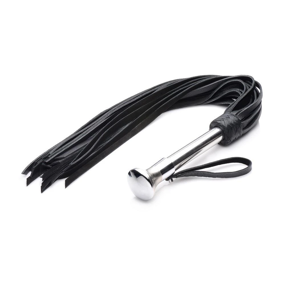 Leather Flogger With Stainless Steel Handle 2 Leather Flogger With Stainless Steel Handle - Image 2