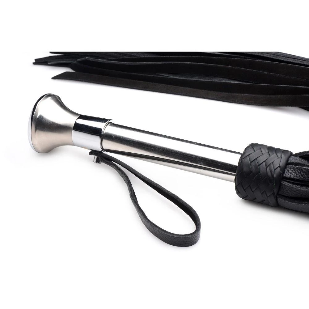 Leather Flogger With Stainless Steel Handle 3 Leather Flogger With Stainless Steel Handle - Image 3