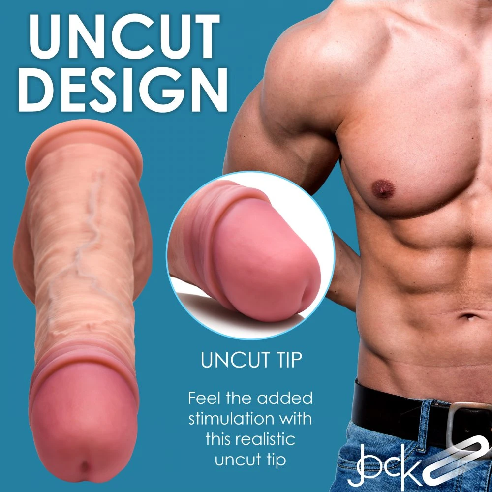Uncut Dual Density Silicone Dildo W/ Balls 3 Uncut Dual Density Silicone Dildo W/ Balls - Image 3
