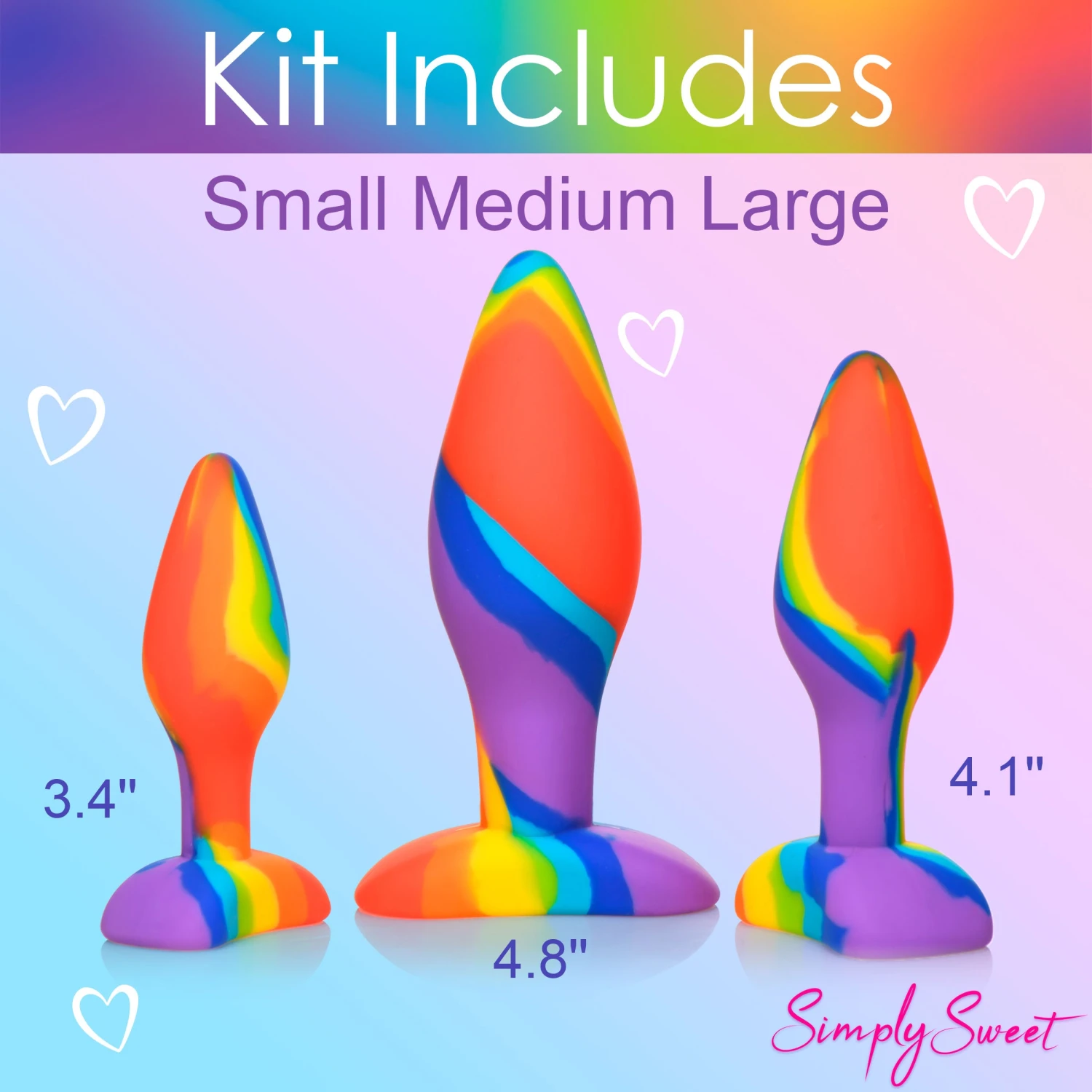 3pc Rainbow Silicone Butt Plug Set 8 3pc Rainbow Silicone Butt Plug Set - Image 8