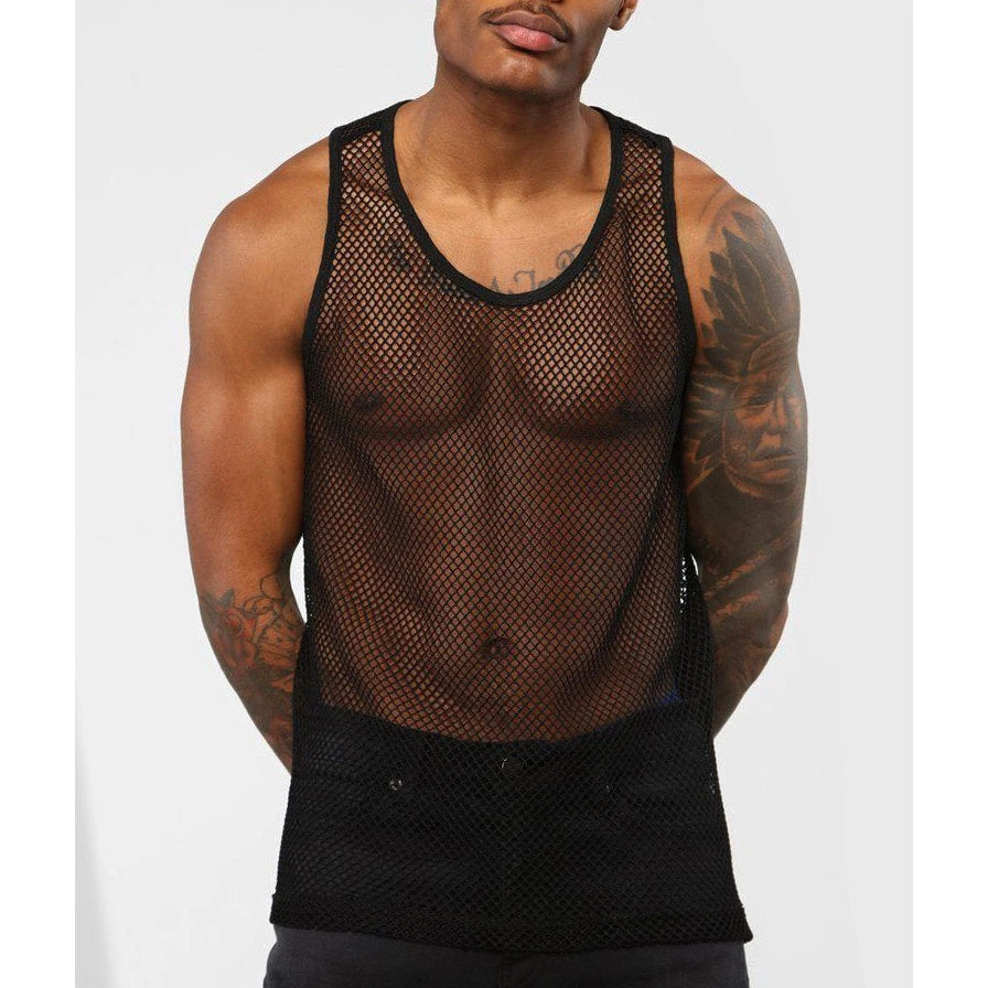 Black Mesh Adam4Adam Tank Top 4 Black Mesh Adam4Adam Tank Top - Image 4