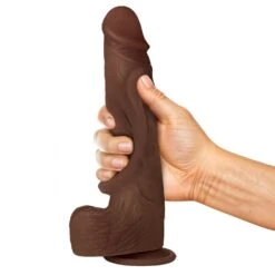 10 Inch Real Skin Silicone Dildo With Balls