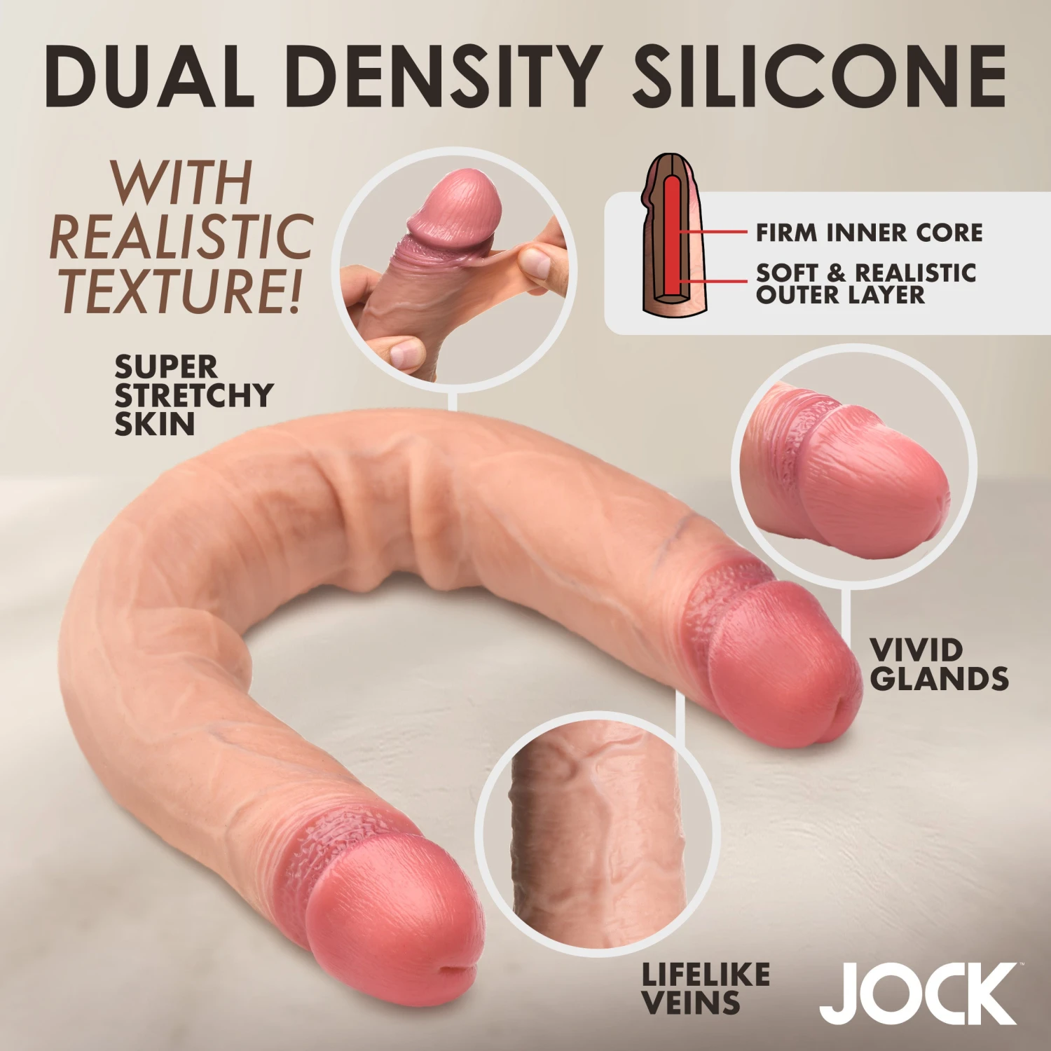 JOCK Real Skin 15.75" Double Dildo 4 JOCK Real Skin 15.75" Double Dildo - Image 4