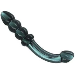 Smoky Jade Curved Glass Dildo