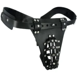 Leather Male Chastity Belt With Anal Plug Harness 9 Leather Male Chastity Belt With Anal Plug Harness -Boyz Shop ac684 2 wm big