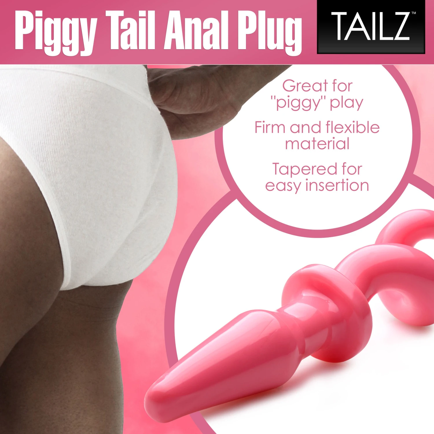 Master Series Pink Pig Tail Butt Plug 2 Master Series Pink Pig Tail Butt Plug - Image 2