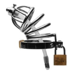 Master Series Stainless Steel Chastity Cage With Urethral Insert -Boyz Shop ad775 6 wm big
