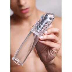 Size Matters Clear Sensations Vibrating Penis Enhancer -Boyz Shop ae336 model face