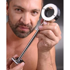 Master Series Locking Mounted CBT Scrotum Cuff With Bar 9 Master Series Locking Mounted CBT Scrotum Cuff With Bar -Boyz Shop ae465 model face closed