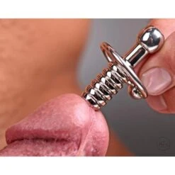 Master Series XL Ribbed Urethral Penis Plug With Hollow Core