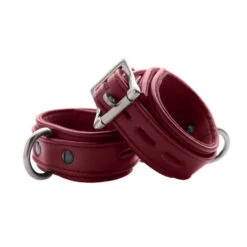 Burgundy Premium Leather Collar And Cuffs -Boyz Shop ae797 d closeup burgundy