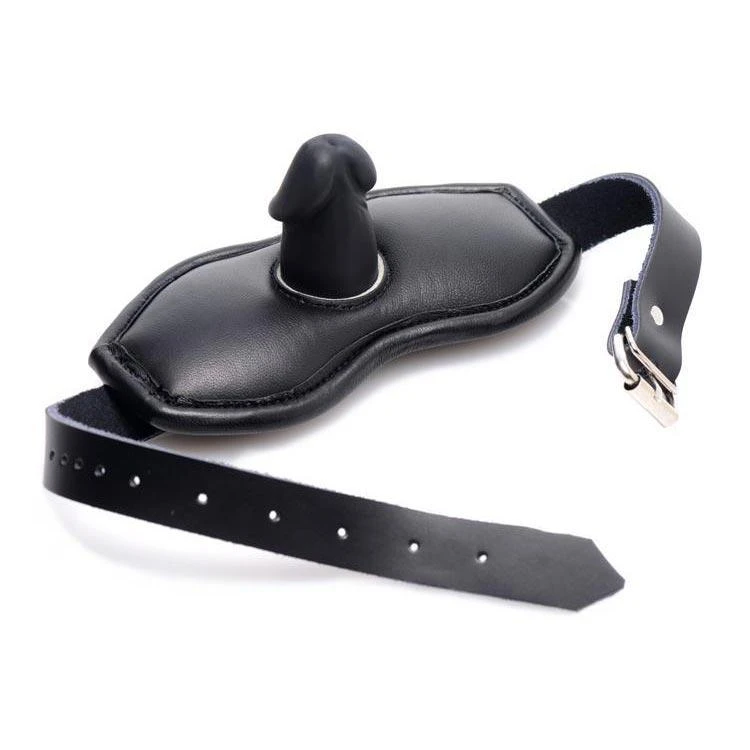 Leather Padded Silicone Penis Mouth Gag 6 Leather Padded Silicone Penis Mouth Gag - Image 6