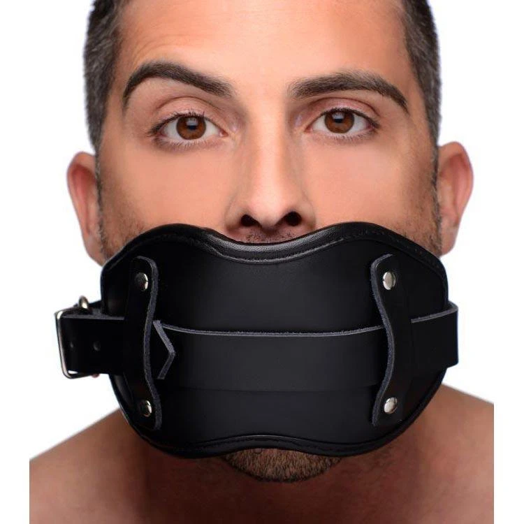 Leather Padded Silicone Penis Mouth Gag 1 Leather Padded Silicone Penis Mouth Gag