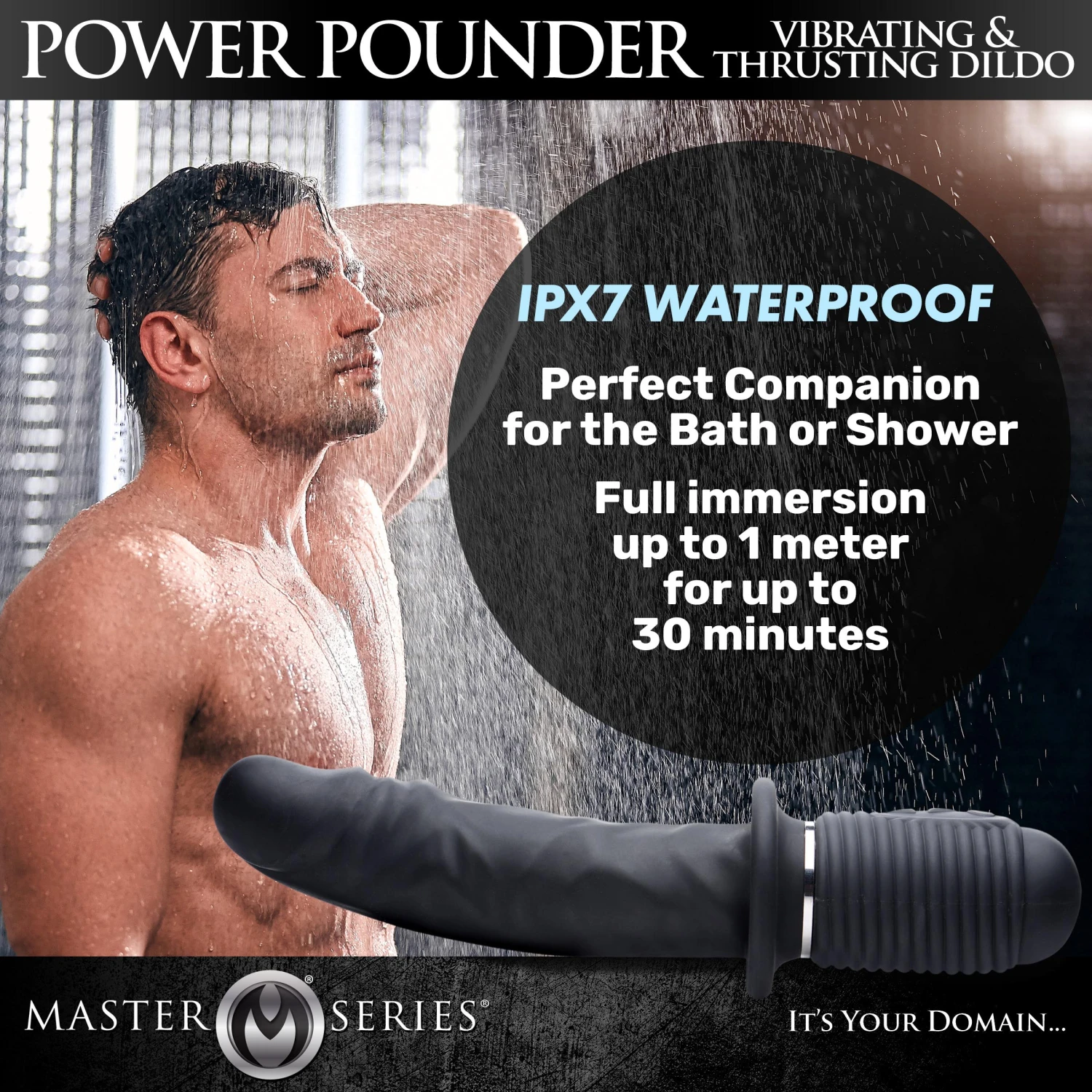 Master Series Power Pounder Vibrating And Thrusting Silicone Dildo - Black 3 Master Series Power Pounder Vibrating And Thrusting Silicone Dildo - Black - Image 3