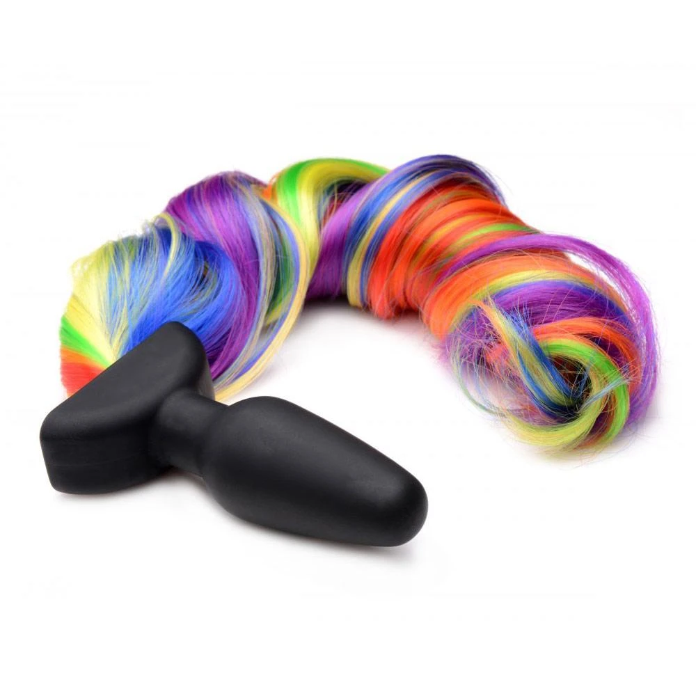 Remote Control Vibrating Rainbow Pony Tail Anal Plug 2 Remote Control Vibrating Rainbow Pony Tail Anal Plug - Image 2
