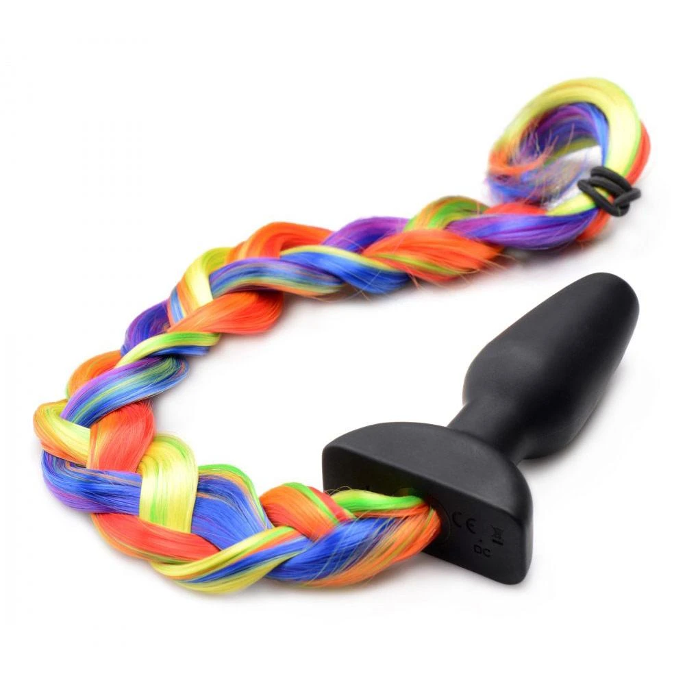 Remote Control Vibrating Rainbow Pony Tail Anal Plug 3 Remote Control Vibrating Rainbow Pony Tail Anal Plug - Image 3