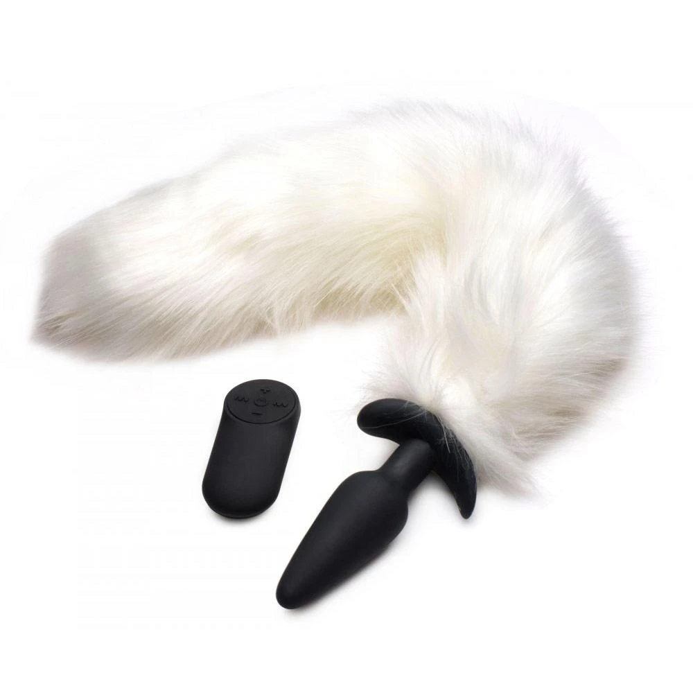 Vibrating White Fox Tail Slender Anal Plug 2 Vibrating White Fox Tail Slender Anal Plug - Image 2