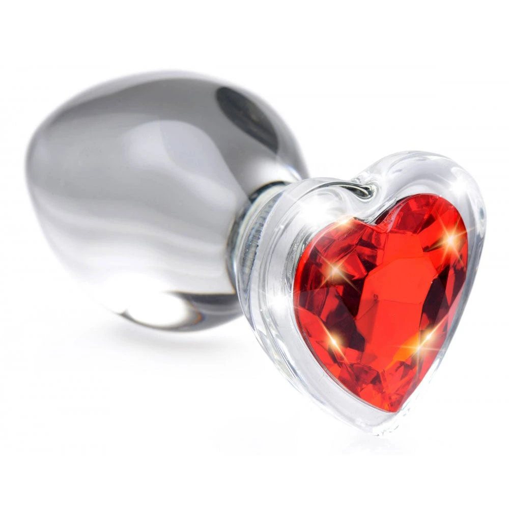 Red Heart Gem Glass Anal Plug 1 Red Heart Gem Glass Anal Plug