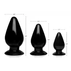 Master Series Triple Cones 3 Piece Anal Plug Set 7 Master Series Triple Cones 3 Piece Anal Plug Set -Boyz Shop ag457 black dimensions 1000