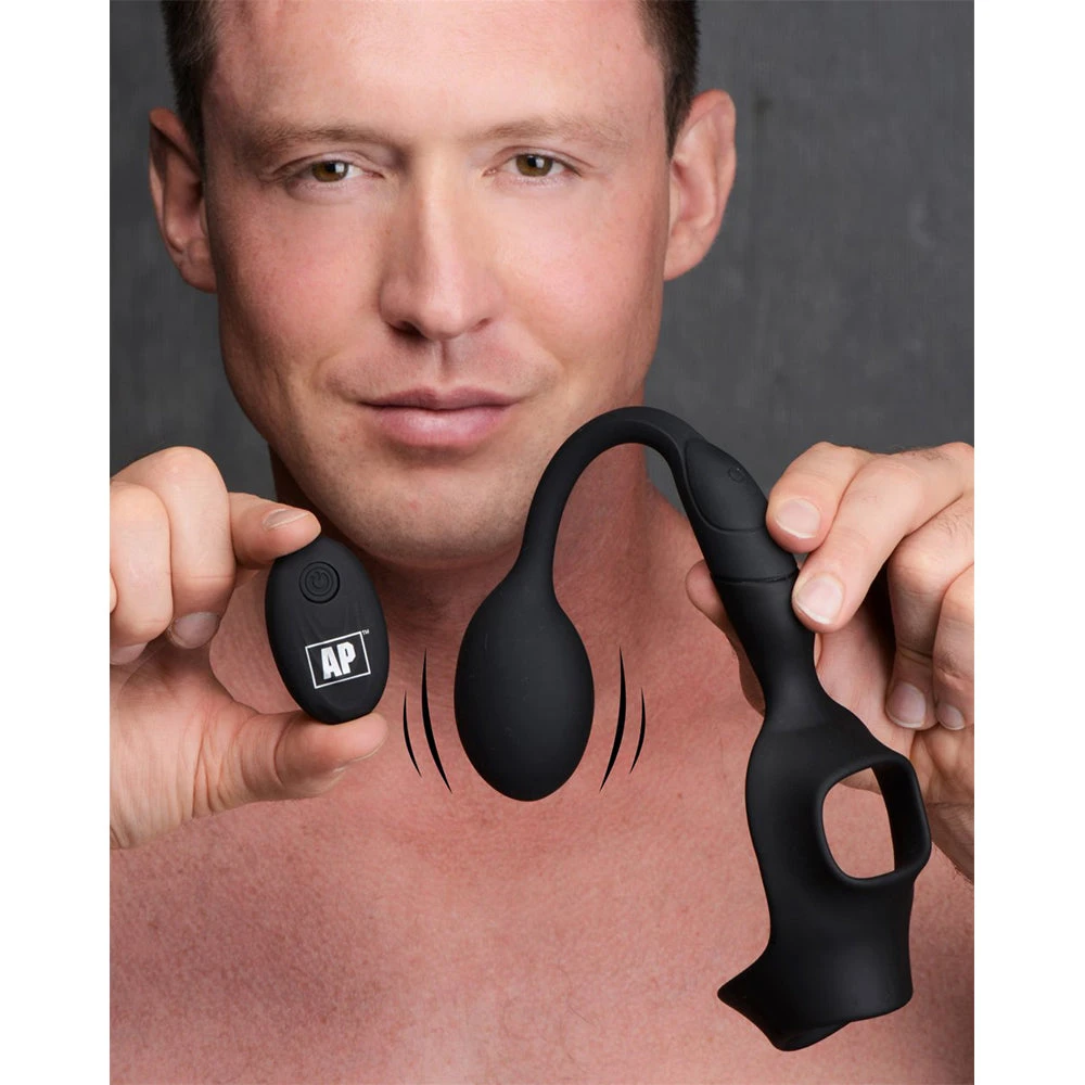 10X P-Bomb Silicone Cock And Ball Ring With Vibrating Anal Plug 2 10X P-Bomb Silicone Cock And Ball Ring With Vibrating Anal Plug - Image 2