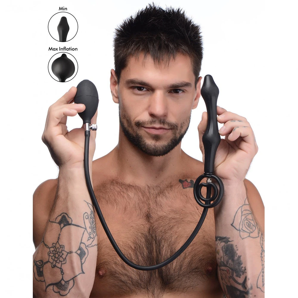 Master Series Devils Rattle Inflatable Silicone Anal Plug With Cock And Ball Ring 3 Master Series Devils Rattle Inflatable Silicone Anal Plug With Cock And Ball Ring - Image 3