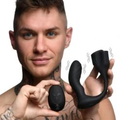 7X Silicone Prostate Plug With Ball Stretcher And Remote 9 7X Silicone Prostate Plug With Ball Stretcher And Remote -Boyz Shop ag913 male model 01
