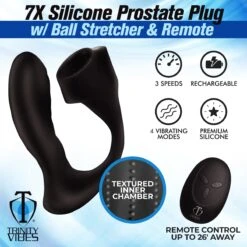 7X Silicone Prostate Plug With Ball Stretcher And Remote 10 7X Silicone Prostate Plug With Ball Stretcher And Remote -Boyz Shop ag913b