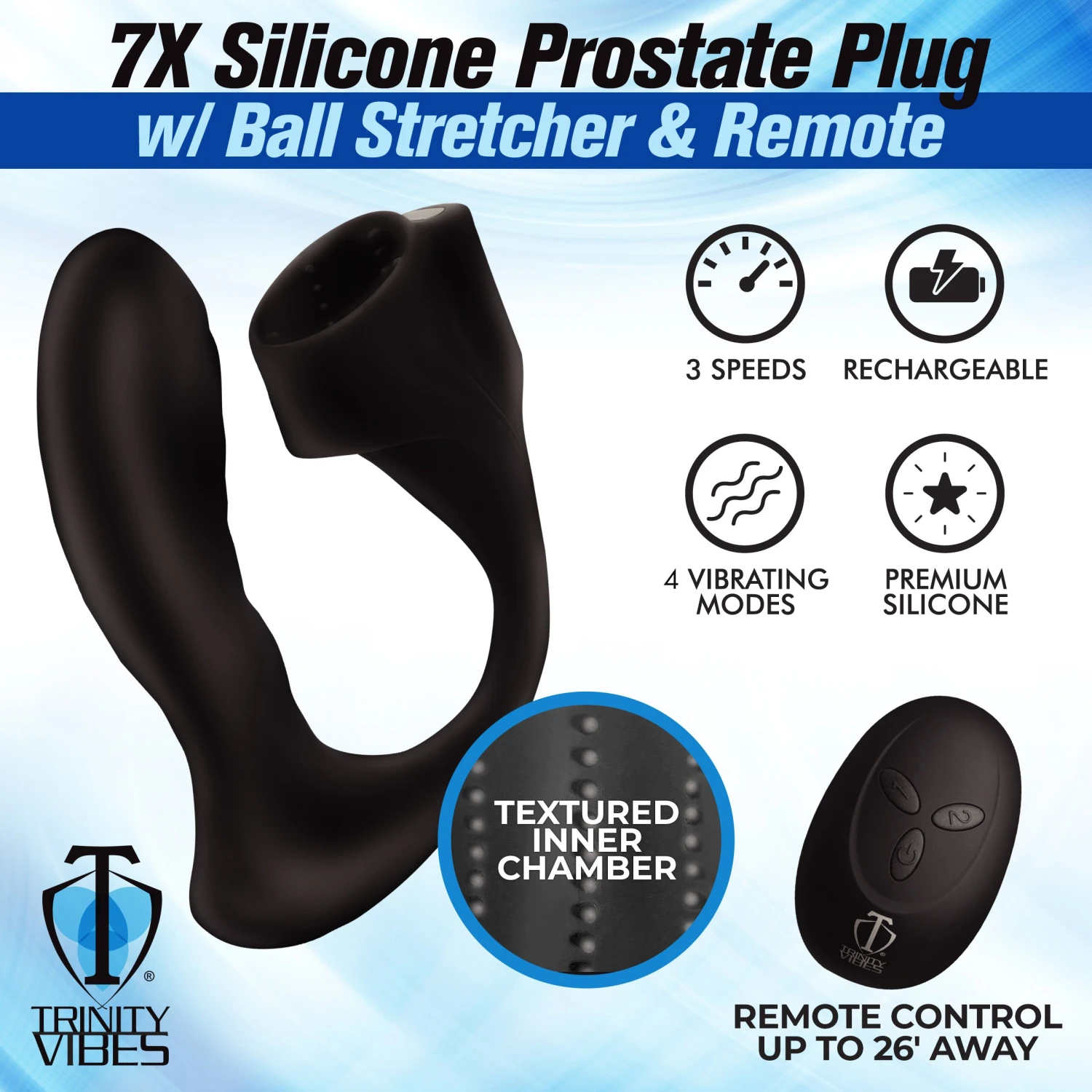 7X Silicone Prostate Plug With Ball Stretcher And Remote 4 7X Silicone Prostate Plug With Ball Stretcher And Remote - Image 4