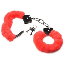 Master Series Cuffed In Fur Furry Handcuffs -Boyz Shop ag937 red 002
