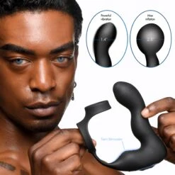 10X Inflatable And Vibrating Prostate Plug With Cock And Ball Ring