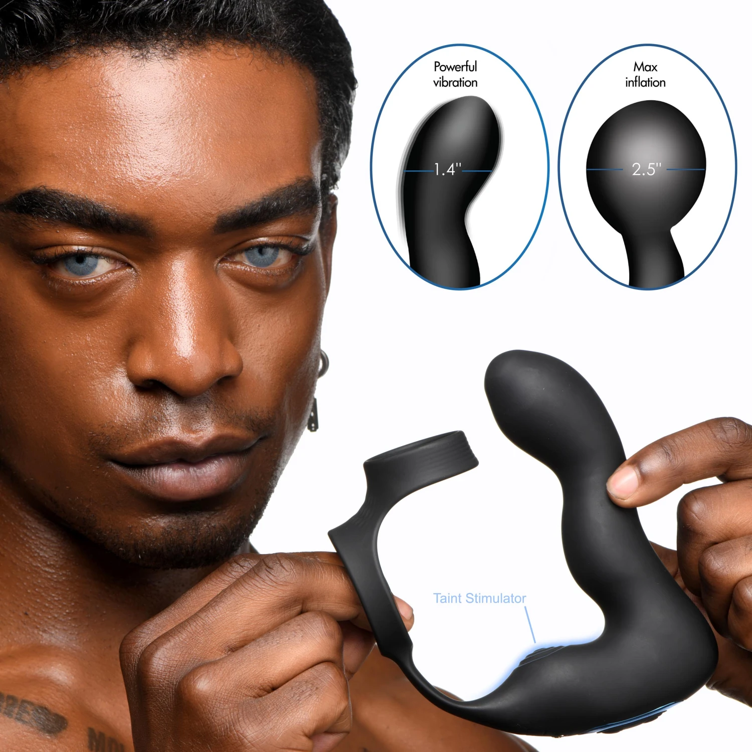 10X Inflatable And Vibrating Prostate Plug With Cock And Ball Ring 1 10X Inflatable And Vibrating Prostate Plug With Cock And Ball Ring