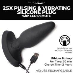 25X Pulsing And Vibrating Silicone Plug With Remote -Boyz Shop ag973 1